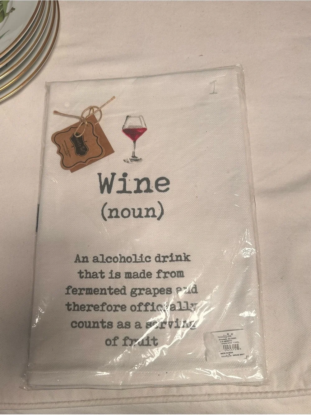 NWT MUD PIE Wine Definition Kitchen Towel #0425261